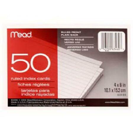 MEAD 63460 4 x 6 in. Ruled Index Cards, 50 Count, Pack of 12 211406